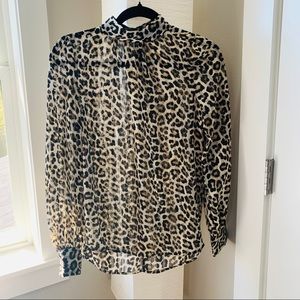 H&M Sheer Leopard-print Blouse